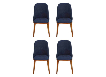 Elegantes sillas de comedor azules con marco de madera diseñado silla de cocina moderna