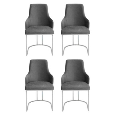 Juego de sillas de comedor gris Juego de sillas de comedor de lujo para muebles de cocina de 4 piezas.