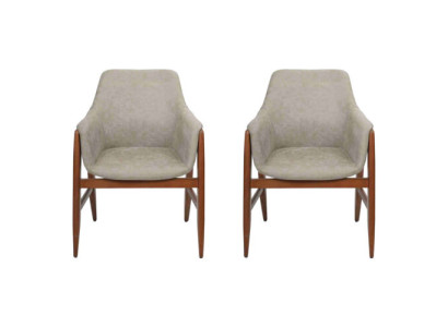 Silla de comedor 2x Sillas Silla de cocina Sillón de respaldo de madera Tela Moderna Gris Silla