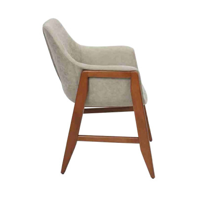 Silla de comedor 2x Sillas Silla de cocina Sillón de respaldo de madera Tela Moderna Gris Silla