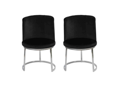 Sillas de comedor modernas de diseñador negro con patas de acero inoxidable 2x