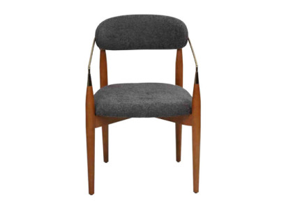 Silla de comedor gris 2 sillas con reposabrazos Tapizado Mobiliario de lujo Muebles