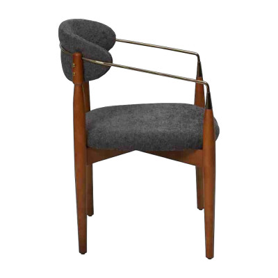 Silla de comedor gris 2 sillas con reposabrazos Tapizado Mobiliario de lujo Muebles