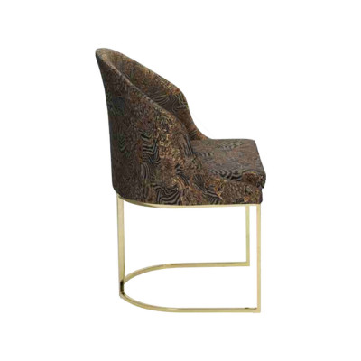 Silla redonda de acero inoxidable para el comedor, sillas de sala de estar de lujo con asientos tapizados.