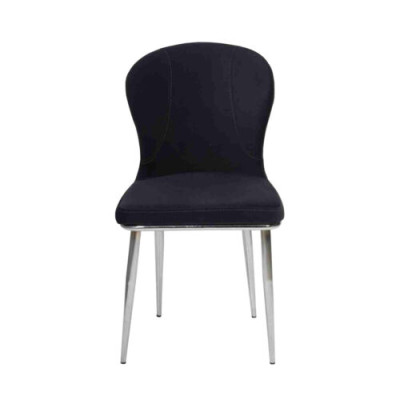 Silla de acero inoxidable negro, muebles de cocina de diseño de lujo, sillas tapizadas con respaldo.