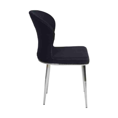 Silla de acero inoxidable negro, muebles de cocina de diseño de lujo, sillas tapizadas con respaldo.