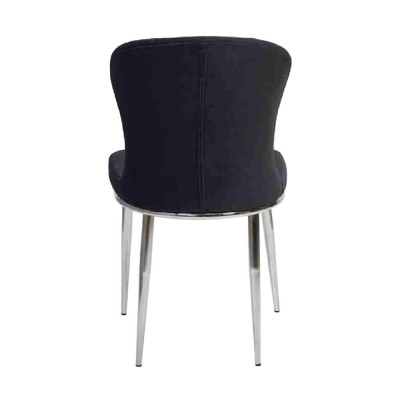 Silla de acero inoxidable negro, muebles de cocina de diseño de lujo, sillas tapizadas con respaldo.
