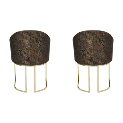 Sillas de comedor Sala de estar de lujo Multicolor 2 sillas Metal Moderno nuevo