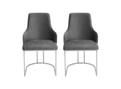 Dos sillas de comedor grises acolchadas. Juego de lujo de dos sillas de comedor.