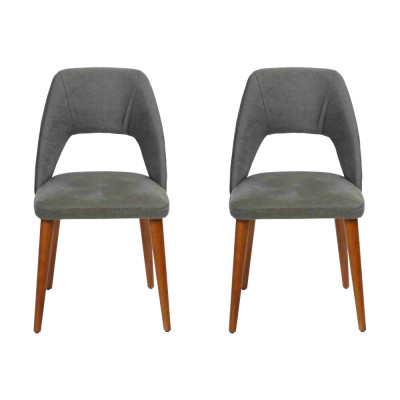 Sillas de comedor exclusivas en color gris-marrón. Sillas de madera de lujo tapizadas.