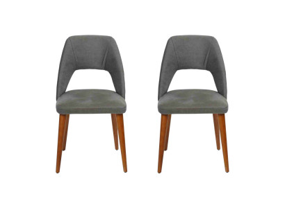 Sillas de comedor exclusivas en color gris-marrón. Sillas de madera de lujo tapizadas.