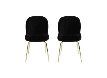 Grupo de sillas negras 2x silla tapiz textil de acero inoxidable.