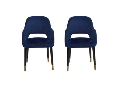 Exclusivas 2 sillas modernas azules de cocina, diseño de muebles con armazón de madera.