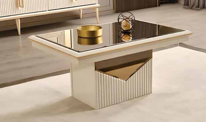 Mueble de TV, soporte de pared, mesa de centro, mueble de TV bajo de 3 piezas dorado beige