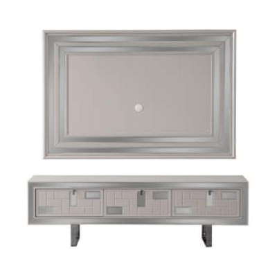 Mueble de salón de lujo Soporte de TV Panel de pared Mesa de centro RTV 3 piezas Blanco