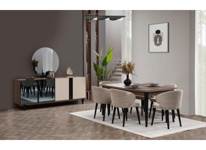 Esquina para comer Grupo de comedor Comedor Mesa de comedor Sillas Aparador Set de 8 piezas Marrón