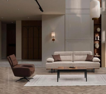 Conjunto de sofás sofá de tela de tres plazas sillón sofá beige de 2 piezas