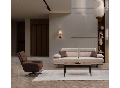 Conjunto de sofás sofá de tela de tres plazas sillón sofá beige de 2 piezas