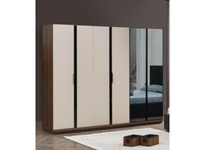 Armario ropero de dormitorio de madera beige moderno grande