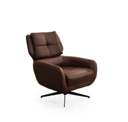 Sillón de sala de estar, sillón orejero, sillón de tela, tela marrón, asiento individual.