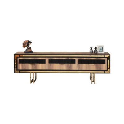 Aparador de sala de estar, soporte para TV, bajo mueble de pared, madera marrón, muebles.
