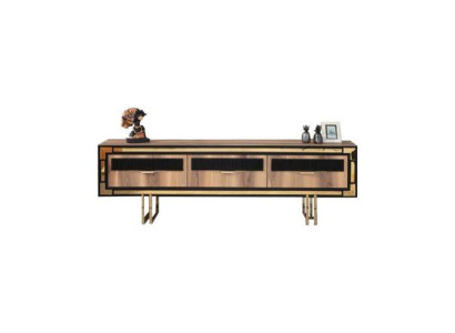 Aparador de sala de estar, soporte para TV, bajo mueble de pared, madera marrón, muebles.