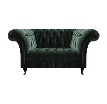 Lujo Negro Sofá de dos plazas para el salón, sofá tapizado Chesterfield nuevo.