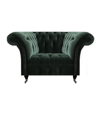 Sillón tapizado de lujo para sala de estar, muebles tapizados de lujo en negro, sillón Chesterfield.