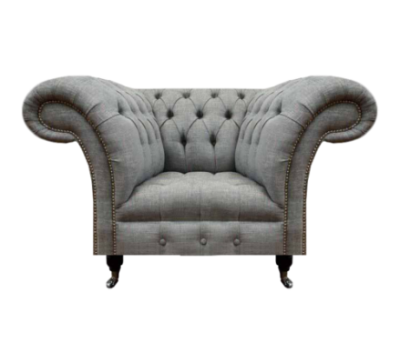 Lujo Asiento Tela Sillón Sala de estar Chesterfield Muebles tapizados Gris