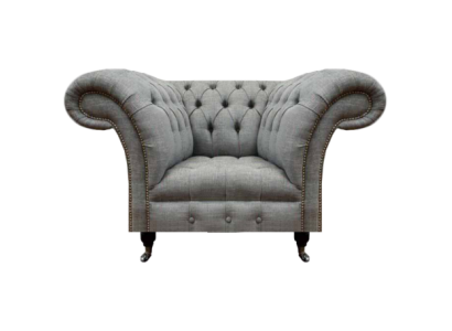 Lujo Asiento Tela Sillón Sala de estar Chesterfield Muebles tapizados Gris