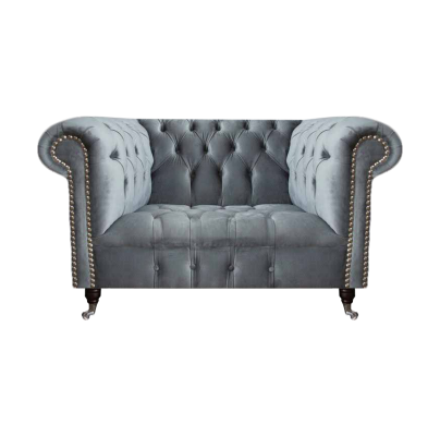 Sala de estar gris sillón Chesterfield tapizado asiento muebles nuevo textil