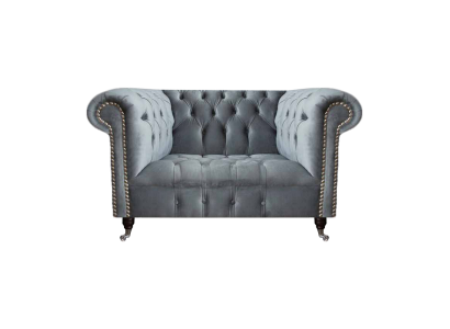 Sala de estar gris sillón Chesterfield tapizado asiento muebles nuevo textil