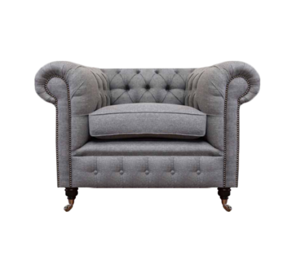 Sillón de sala de estar de lujo de tela tapizada Chesterfield textil asiento nuevo decoración.