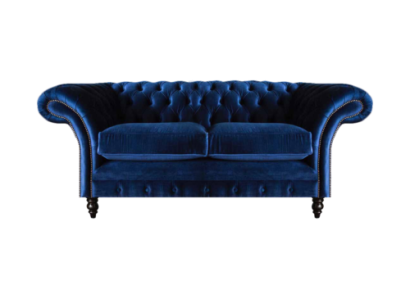 Sofás de sala de estar, sillón de dos plazas, decoración azul, Chesterfield nuevo.