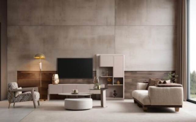 Conjunto completo de sala de estar: sofá de 3 plazas, mesa auxiliar, taburete, sillón (conjunto de 5 piezas)