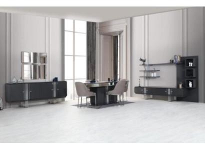 Muebles de comedor de diseñador - Mesa de comedor de lujo, sillas, aparador - Set de 7 piezas
