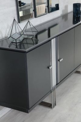 Muebles de comedor de diseñador - Mesa de comedor de lujo, sillas, aparador - Set de 7 piezas