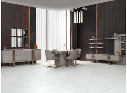 Conjunto de comedor elegante que incluye mesa de comedor+4 sillas+aparador+cómoda, 7 piezas.