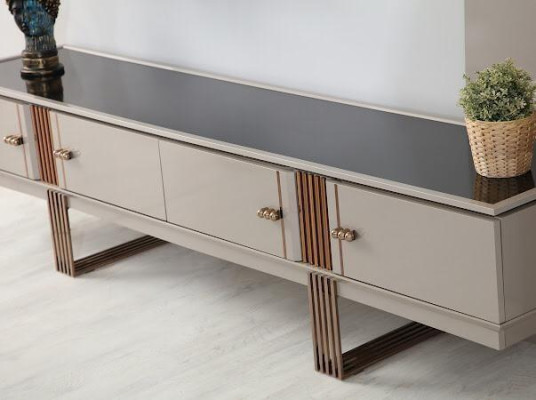Conjunto de comedor elegante que incluye mesa de comedor+4 sillas+aparador+cómoda, 7 piezas.