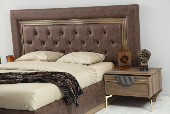 Cama 2x Mesitas de noche 3 piezas Juego de dormitorio Diseño Dormitorio de lujo Nuevo