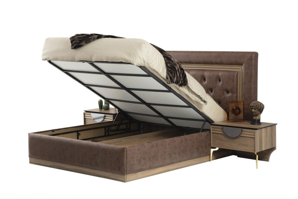 Cama 2x Mesitas de noche 3 piezas Juego de dormitorio Diseño Dormitorio de lujo Nuevo