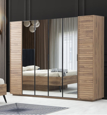 Armario Marrón de Madera Diseño de Armario de 6 Puertas de Novedad para Habitación Infantil