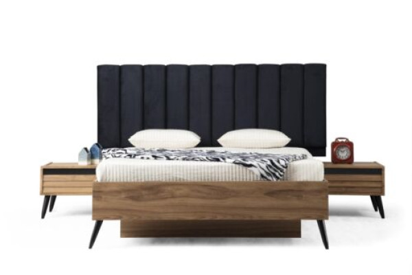 Conjunto de dormitorio moderno consta de una elegante cama y 2 mesitas de noche 3 piezas.