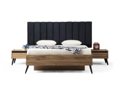 Conjunto de dormitorio moderno consta de una elegante cama y 2 mesitas de noche 3 piezas.
