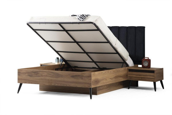 Conjunto de dormitorio moderno consta de una elegante cama y 2 mesitas de noche 3 piezas.