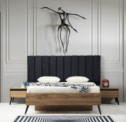 Conjunto de dormitorio moderno consta de una elegante cama y 2 mesitas de noche 3 piezas.