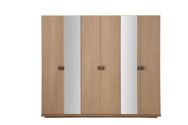 Armario beige de madera diseño armario dormitorio 6 puertas novedoso.
