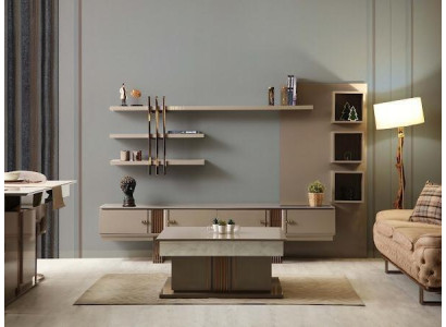 Diseño Aparador Cómoda Credenza Espejo Madera Beige Muebles Novedad
