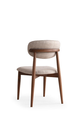 Diseñador Lujo Moderno Silla de Comedor Sillas Asiento Respaldo Beige Madera