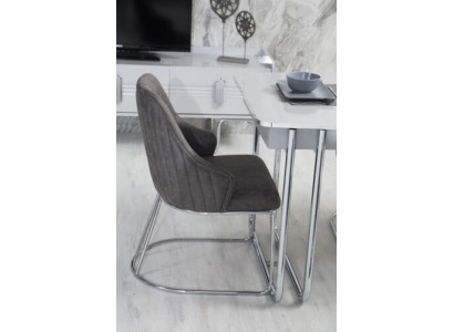 Lujo 1x Silla Silla de Comedor Sillas de Cocina Silla Tapizada Madera Gris